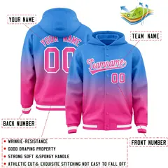 Blue Pink Gradient Varsity Full-Snap Letterman Jacket Hoodie 4