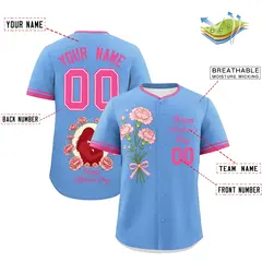 Blue Pink Mother's Day Baseball Jersey 2