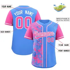 Blue Pink Split Graffiti Raglan Sleeve Baseball Jersey 2