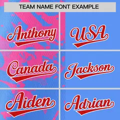 Blue Pink Split Graffiti Raglan Sleeve Baseball Jersey 3