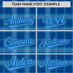 Blue Plaid Pattern Full-Snap Letterman Baseball Jacket 3