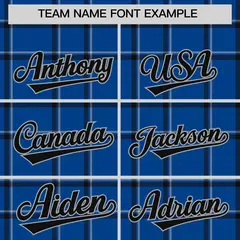 Blue Plaid Pattern Full-Snap Letterman Baseball Jacket 3
