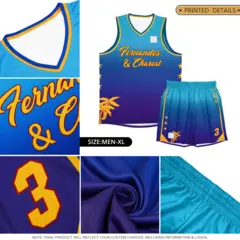 Blue Purple-Red Gradient Coconut Palm Pattern Basketball Jersey 5