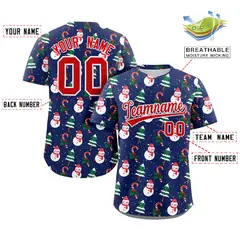 Blue Red-White Christmas Graffiti Striped Baseball Jersey 2
