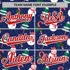 Blue Red-White Christmas Graffiti Striped Baseball Jersey 3