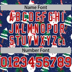 Blue Red-White Christmas Graffiti Striped Baseball Jersey 4