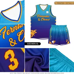 Blue Royal-Purple Gradient Coconut Palm Pattern Basketball Jersey 5