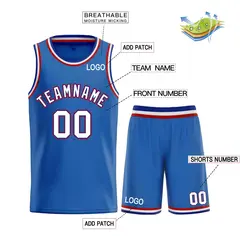 Blue Royal-White Bull Classic Sets Curved Basketball Jersey 3