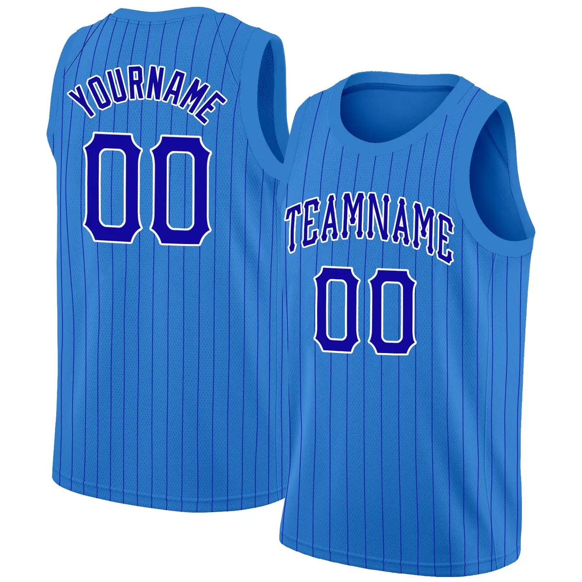 Blue Royal-White Stripe Classic Basketball Jersey