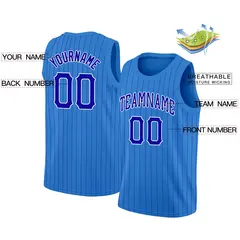 Blue Royal-White Stripe Classic Basketball Jersey 2