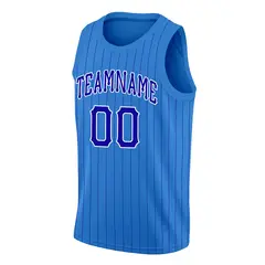 Blue Royal-White Stripe Classic Basketball Jersey 3