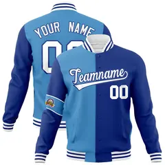 Blue Royal-White Two Tone Split Letterman Varsity Jacket 1