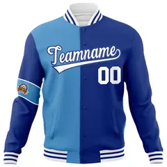 Blue Royal-White Two Tone Split Letterman Varsity Jacket 5