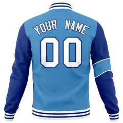 Blue Royal-White Two Tone Split Letterman Varsity Jacket 6