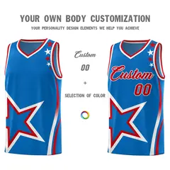 Blue Shoulder Stars Graffiti Pattern Basketball Jersey 3