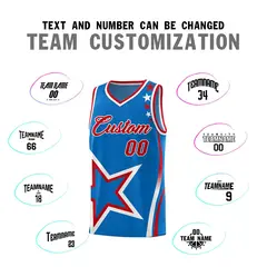 Blue Shoulder Stars Graffiti Pattern Basketball Jersey 4