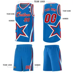 Blue Shoulder Stars Graffiti Pattern Basketball Jersey 5