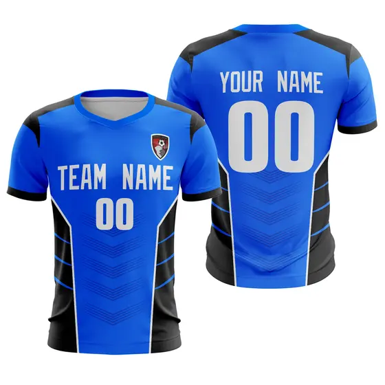 Blue White-Black Athletic Sport Soccer Jersey