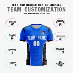 Blue White-Black Athletic Sport Soccer Jersey 2