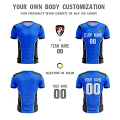 Blue White-Black Athletic Sport Soccer Jersey 4