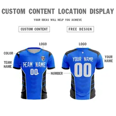 Blue White-Black Athletic Sport Soccer Jersey 5