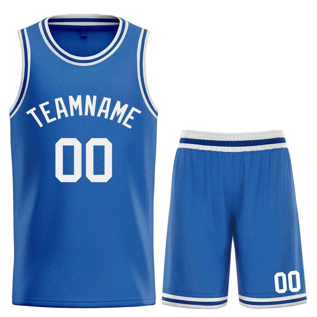 Blue White Bull Classic Curved Basketball Jersey Sets