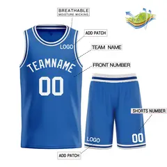 Blue White Bull Classic Curved Basketball Jersey Sets 3