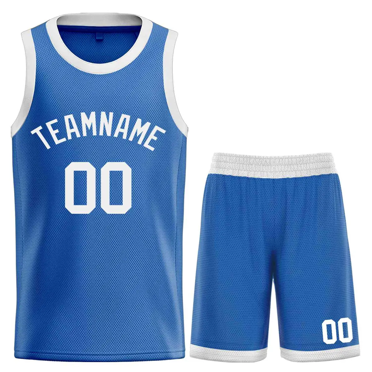 Blue White Bull Classic Sets Curved Basketball Jersey