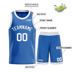 Blue White Bull Classic Sets Curved Basketball Jersey 3