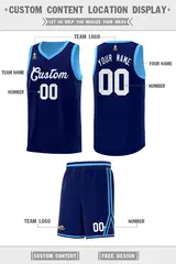 Blue White Chest Slash Pattern Basketball Jersey 2