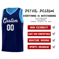Blue White Chest Slash Pattern Basketball Jersey 5