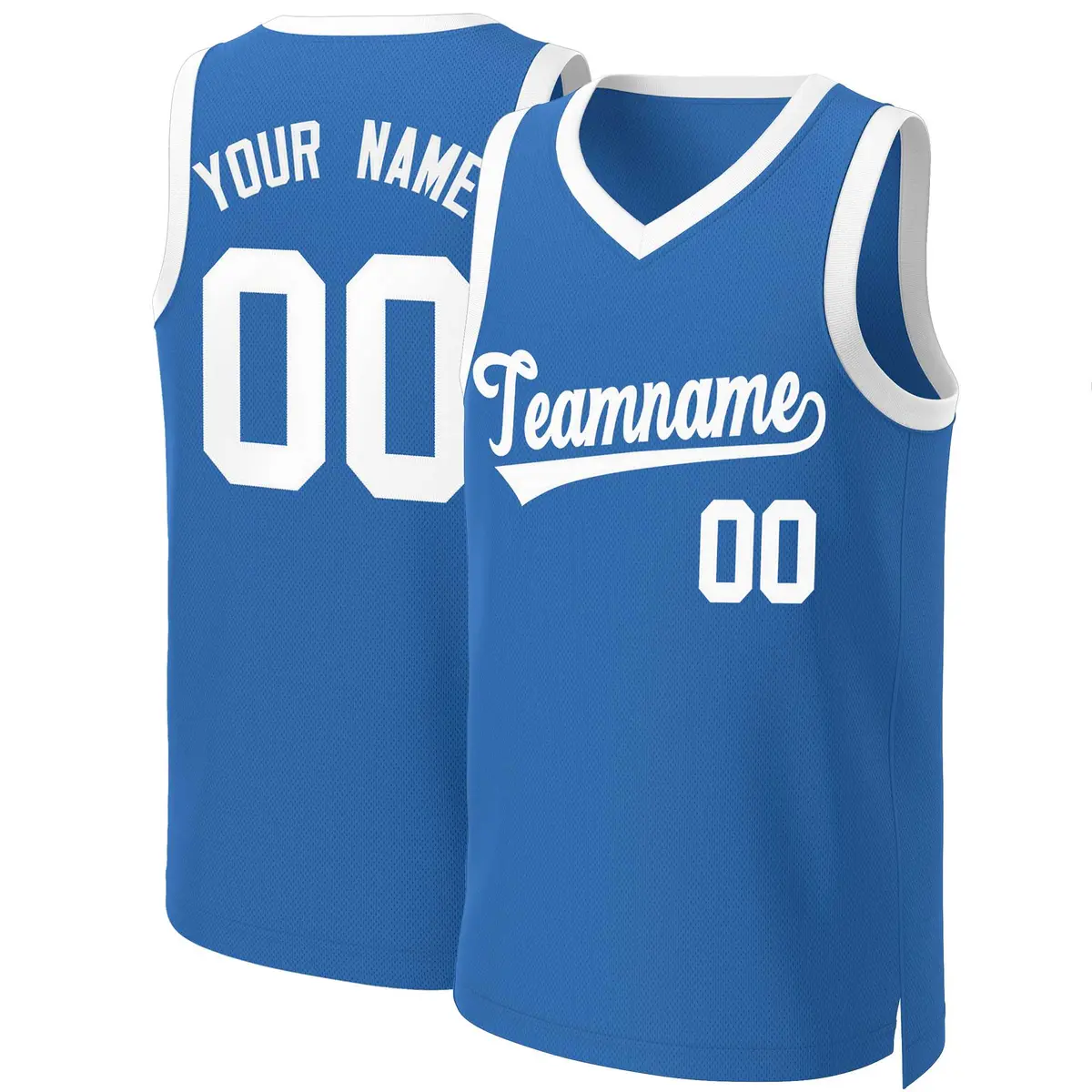 Blue White Classic Basketball Jersey