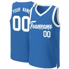 Blue White Classic Basketball Jersey 1