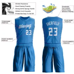 Blue White Classic Basketball Jersey 3