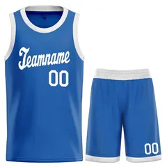 Blue White Classic Sets Basketball Uniform Jersey
