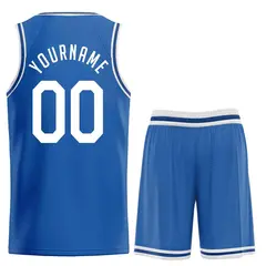 Blue White Classic Sets Basketball Uniform Jersey 2