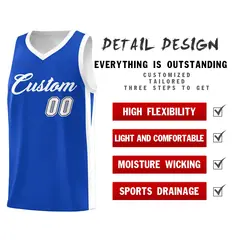 Blue White Classic Tops Outdoor Basketball Jersey 3