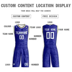 Blue White Double Side Basketball Jersey Sets 4
