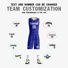 Blue White Double Side Basketball Jersey Sets 5