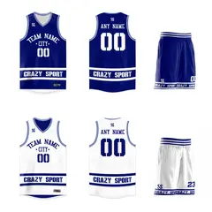 Blue White Double Side Sets Basketball Jersey 3