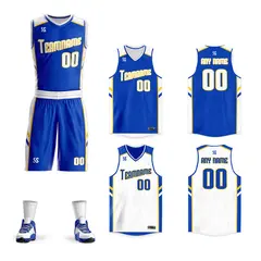 Blue White Double Side Sets Men Basketball Jersey