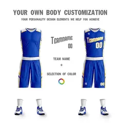 Blue White Double Side Sets Men Basketball Jersey 4