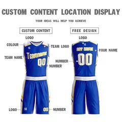 Blue White Double Side Sets Men Basketball Jersey 5