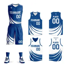 Blue White Double Side Sets Sportswear Basketball Jersey 1