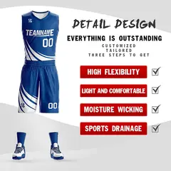Blue White Double Side Sets Sportswear Basketball Jersey 2