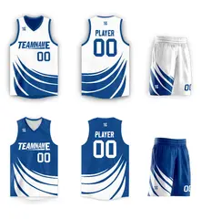 Blue White Double Side Sets Sportswear Basketball Jersey 3