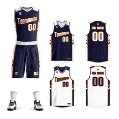 Blue White Double Side Training Basketball Jersey