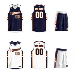 Blue White Double Side Training Basketball Jersey 3