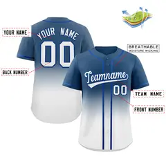 Blue White Gradient Fashion Authentic Baseball Jersey 2