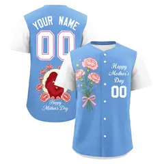 Blue White Mother's Day Baseball Jersey 1